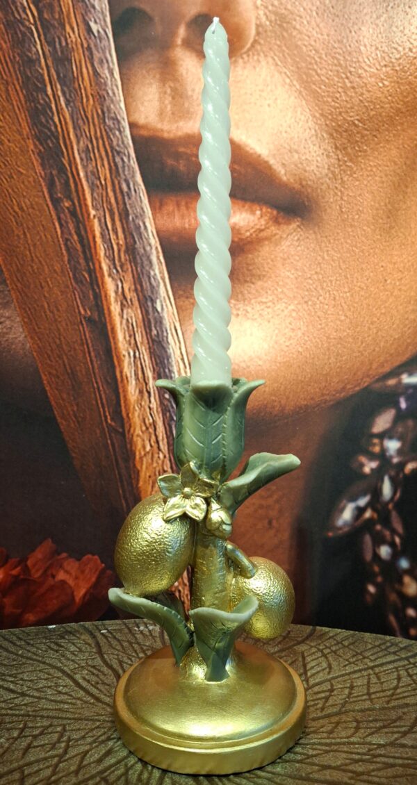 Kandelaar groen - goud 17,5 cm
