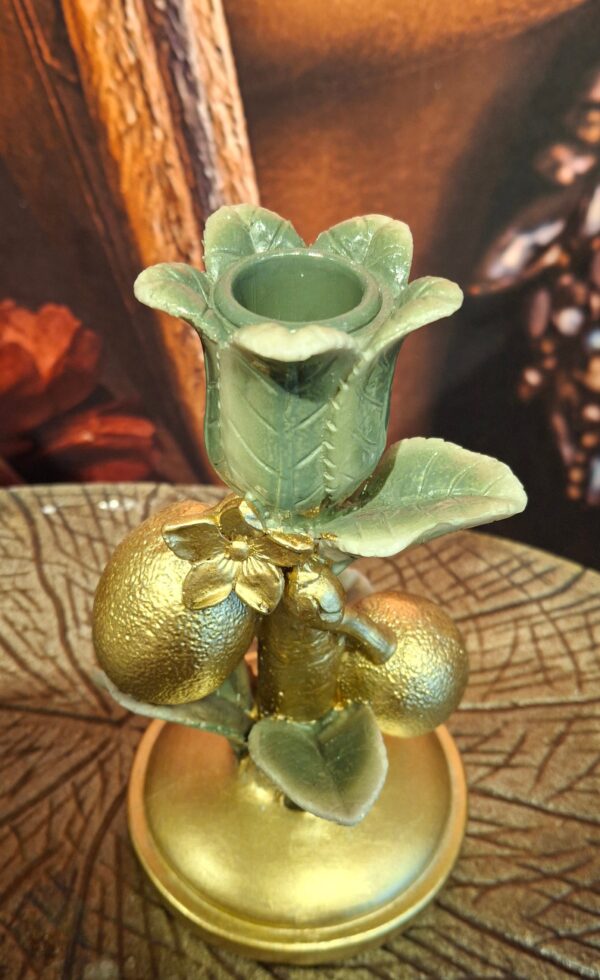 Kandelaar groen - goud 17,5 cm - Afbeelding 3