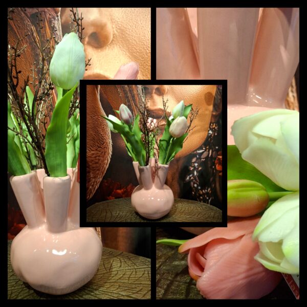 Tulpenvaas met mix pink tulpen