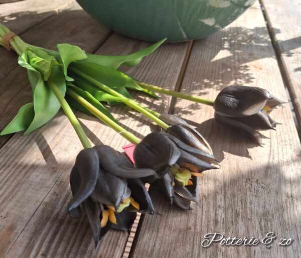 Real touch tulpen black 44 cm