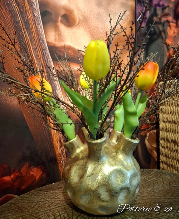Tulpenvaas met geel & oranje tulpen - Afbeelding 3
