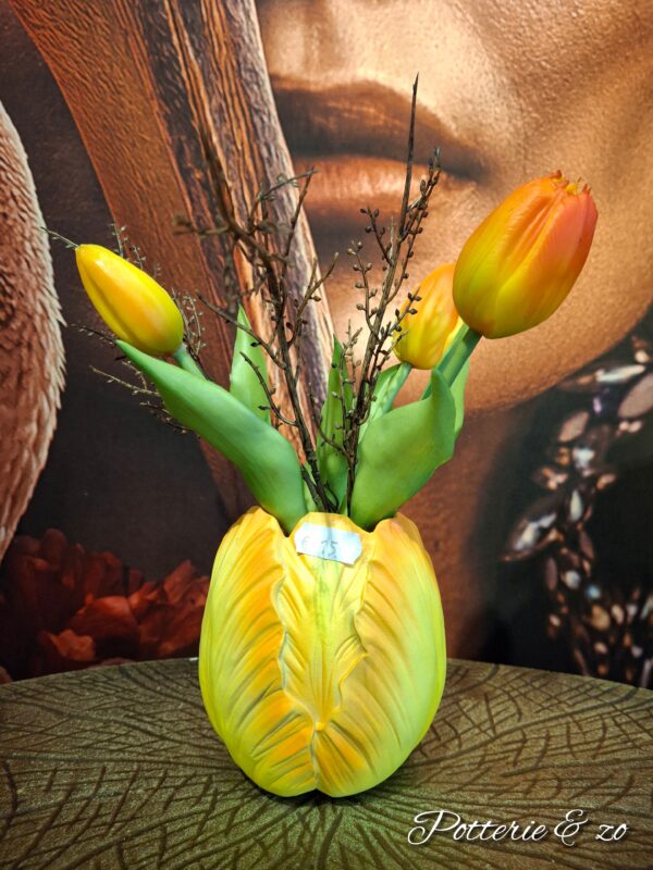 Tulpen vaas geel 9 x 9 x 10 cm - Afbeelding 2