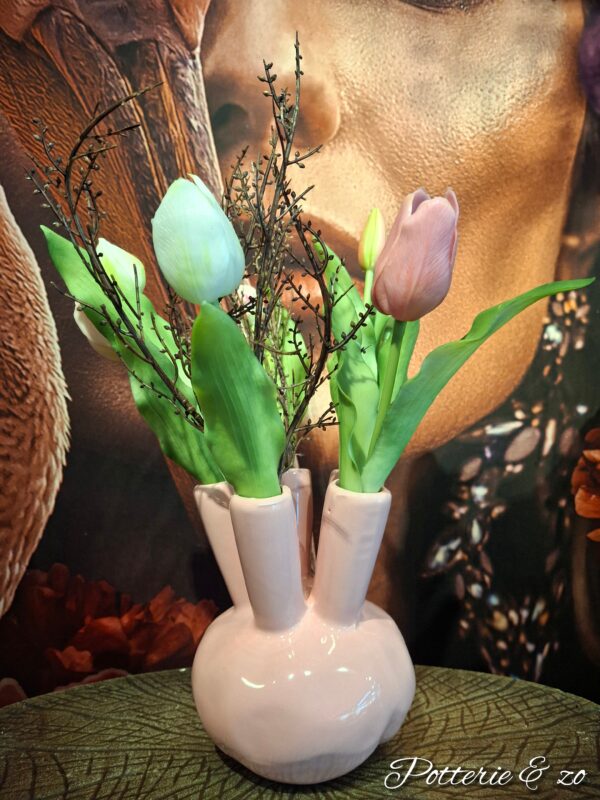 Tulpenvaas met mix pink tulpen - Afbeelding 2