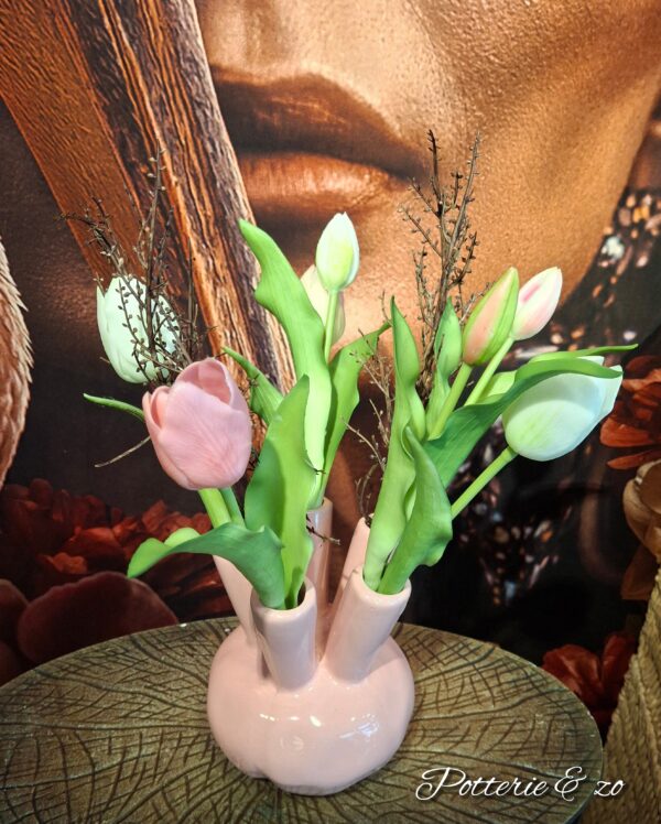 Tulpenvaas met mix pink tulpen - Afbeelding 4