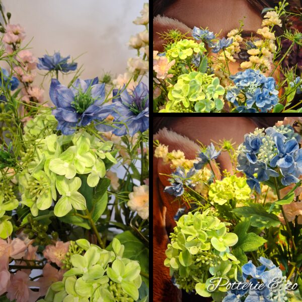 Zijdebloemen boeket met aardbeien vaas - Afbeelding 4