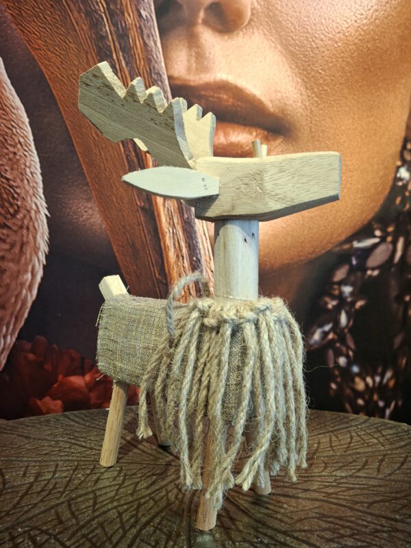 Houten hert met jute - Afbeelding 4
