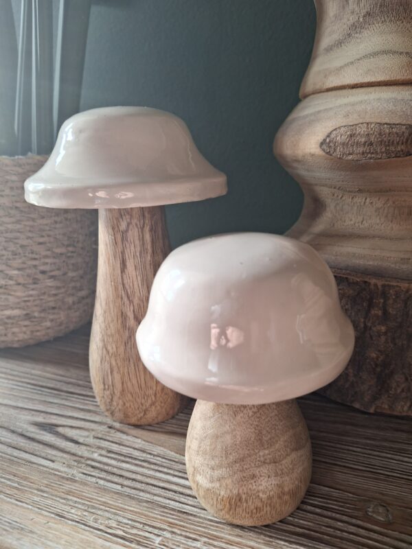 Paddenstoel mango hout "beige " - Afbeelding 4