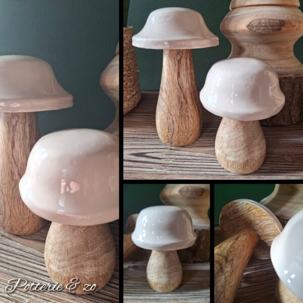 Paddenstoel mango hout "beige " - Afbeelding 2
