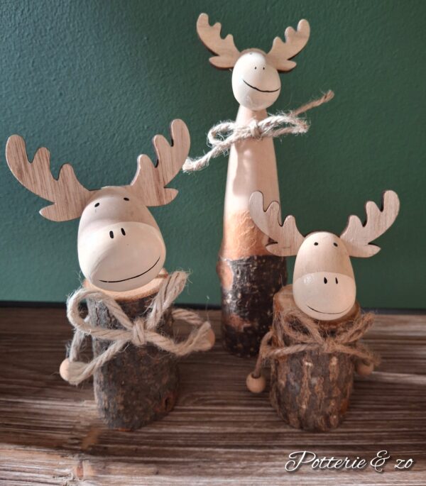3 delige houten hertjes set - Afbeelding 3